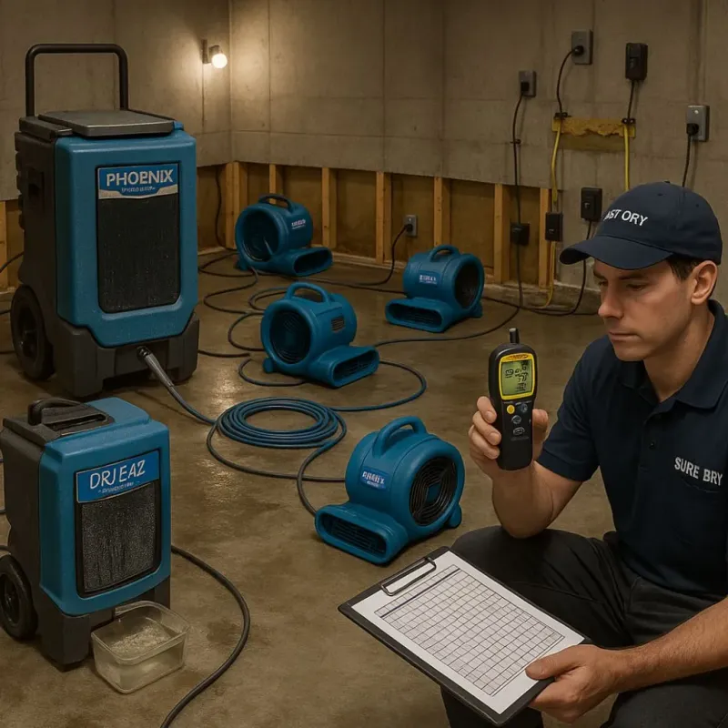 Structural Drying and Dehumidification process in McCloud, CA
